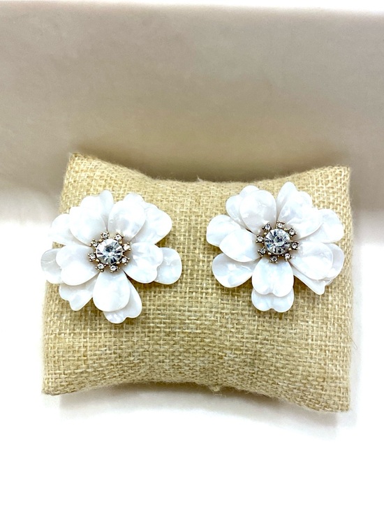 J. Crew Jewelry - J. Crew White Flower Crystal-Accented Earrings